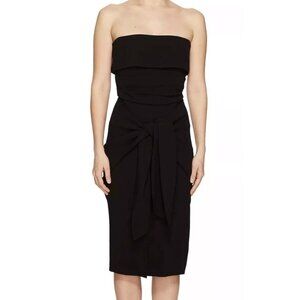 Max Mara MaxSport Black Strapless Sheath Tie Front Cocktail Dress Size 10 40